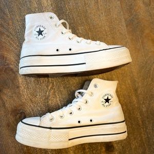Platform white high top converse